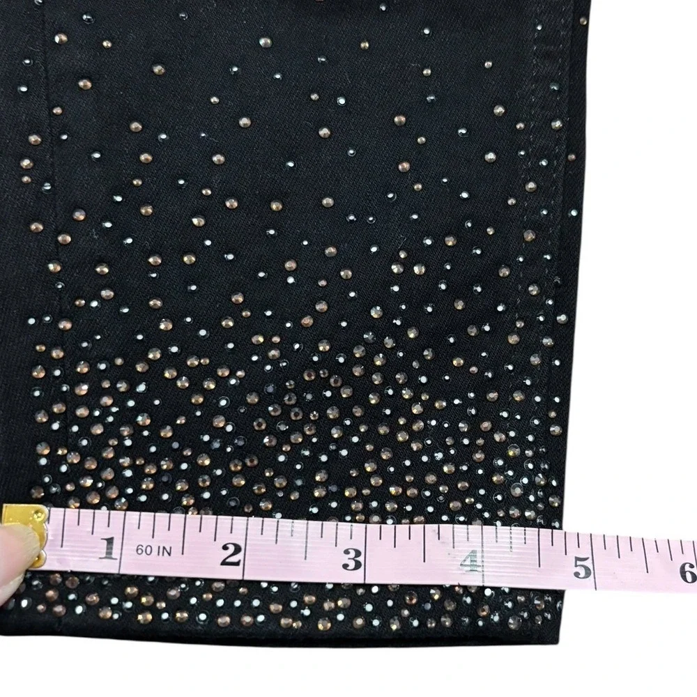 Jen7 High Waist Skinny Jeans Black Rhinestone Embellished Size‎ 0 NWT